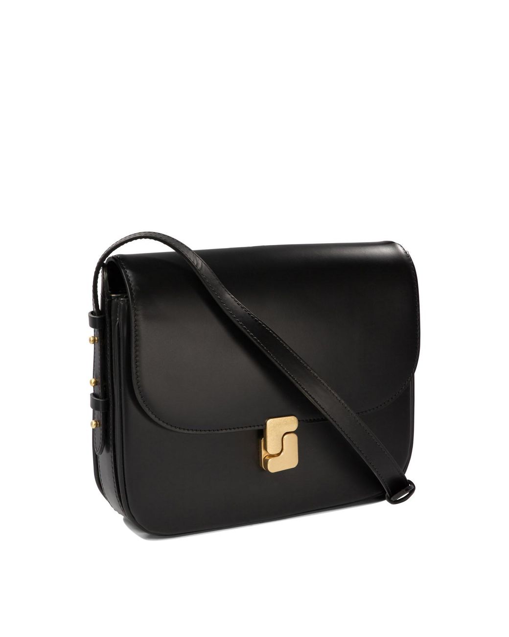 Soeur Black Structured Flap Crossbody Bag