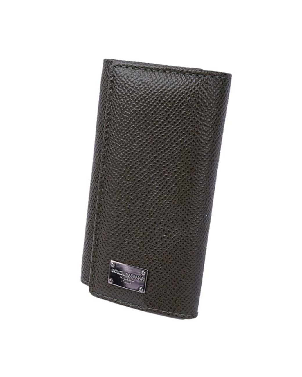 Dolce & Gabbana Gray Logo-Detail Key Pouch