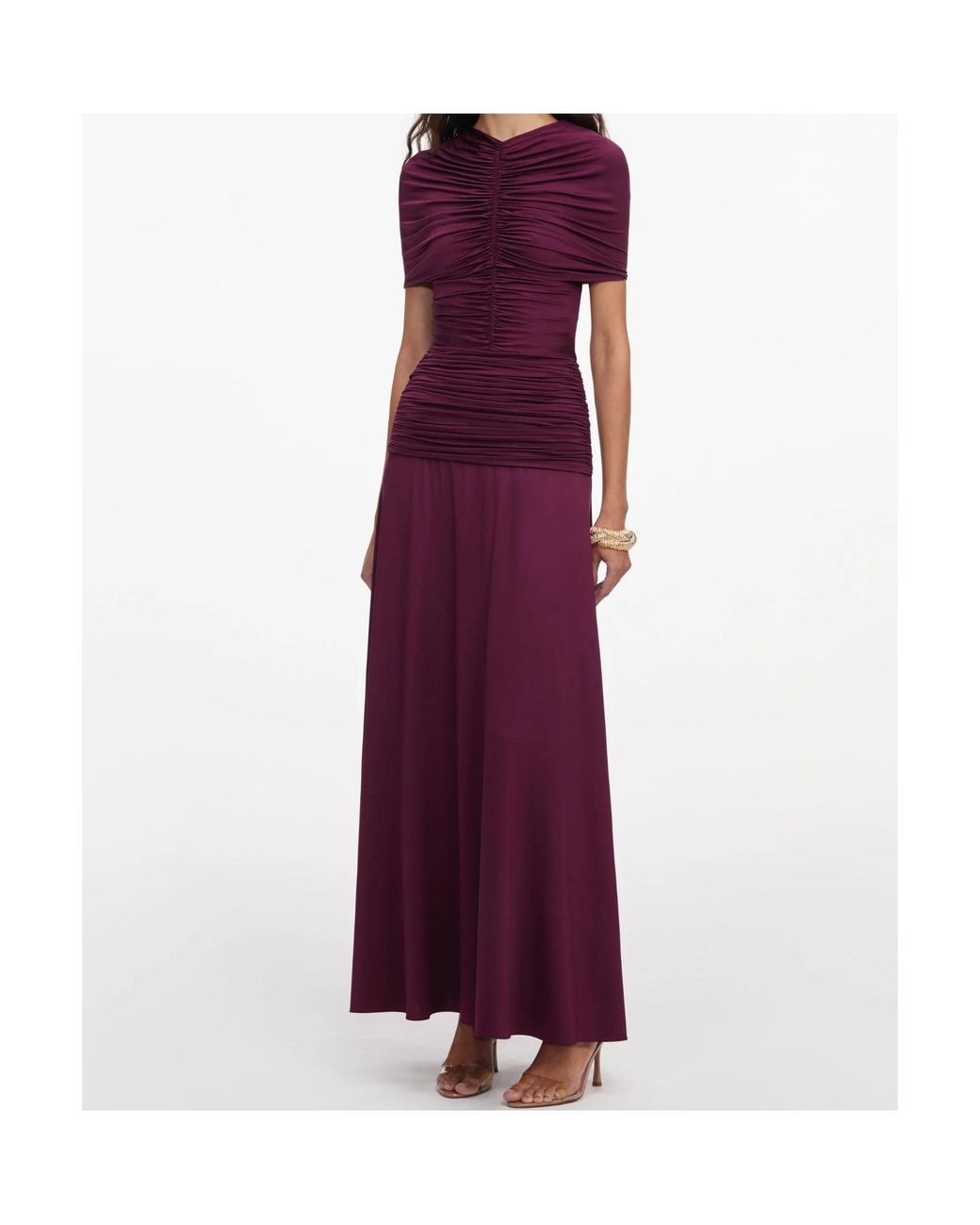 Self-Portrait Purple Knitted Pleated Midi Dress