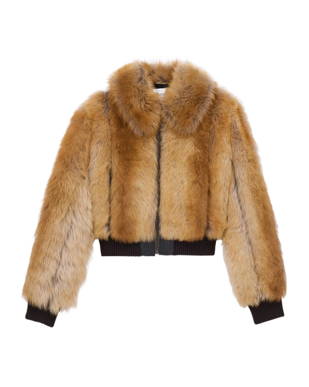 Saint Laurent Natural Zip-Up Shearling Bomber Jacket