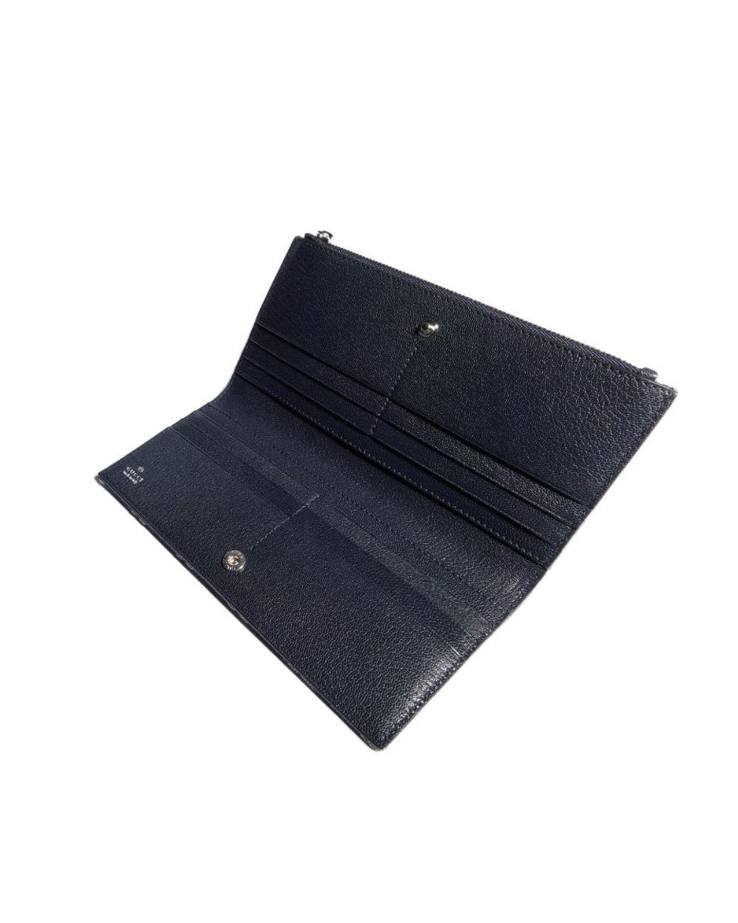Gucci Blue Logo Plaque Long Wallet