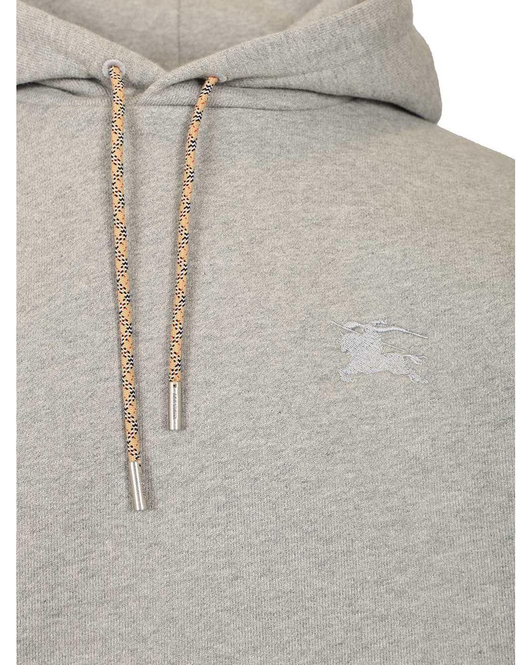 Burberry Gray Check Motif Cotton Hoodie for men
