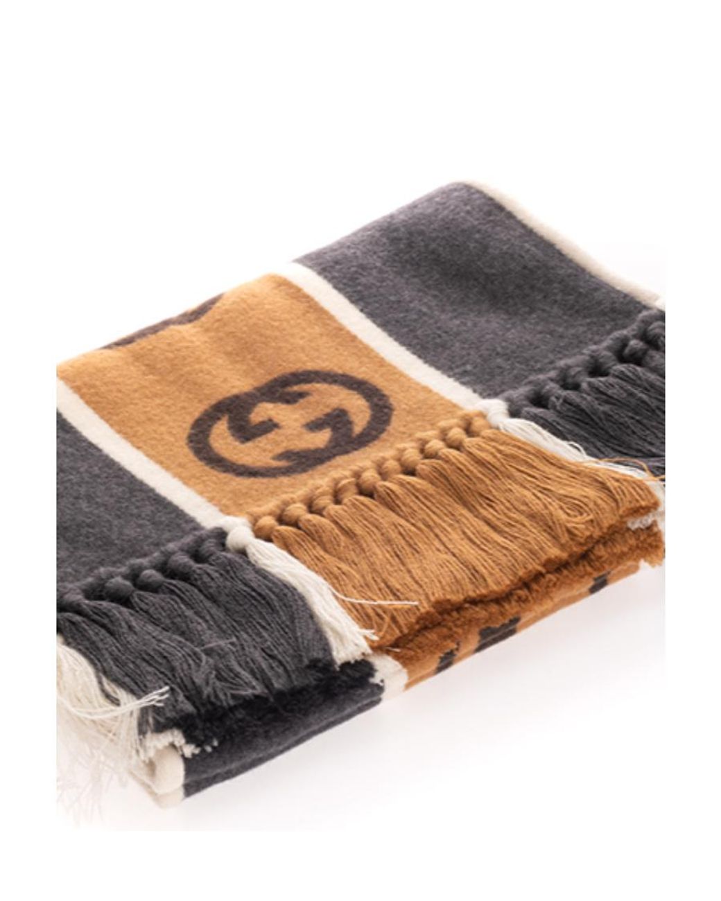 Gucci White Two-Color Logo Scarf for men
