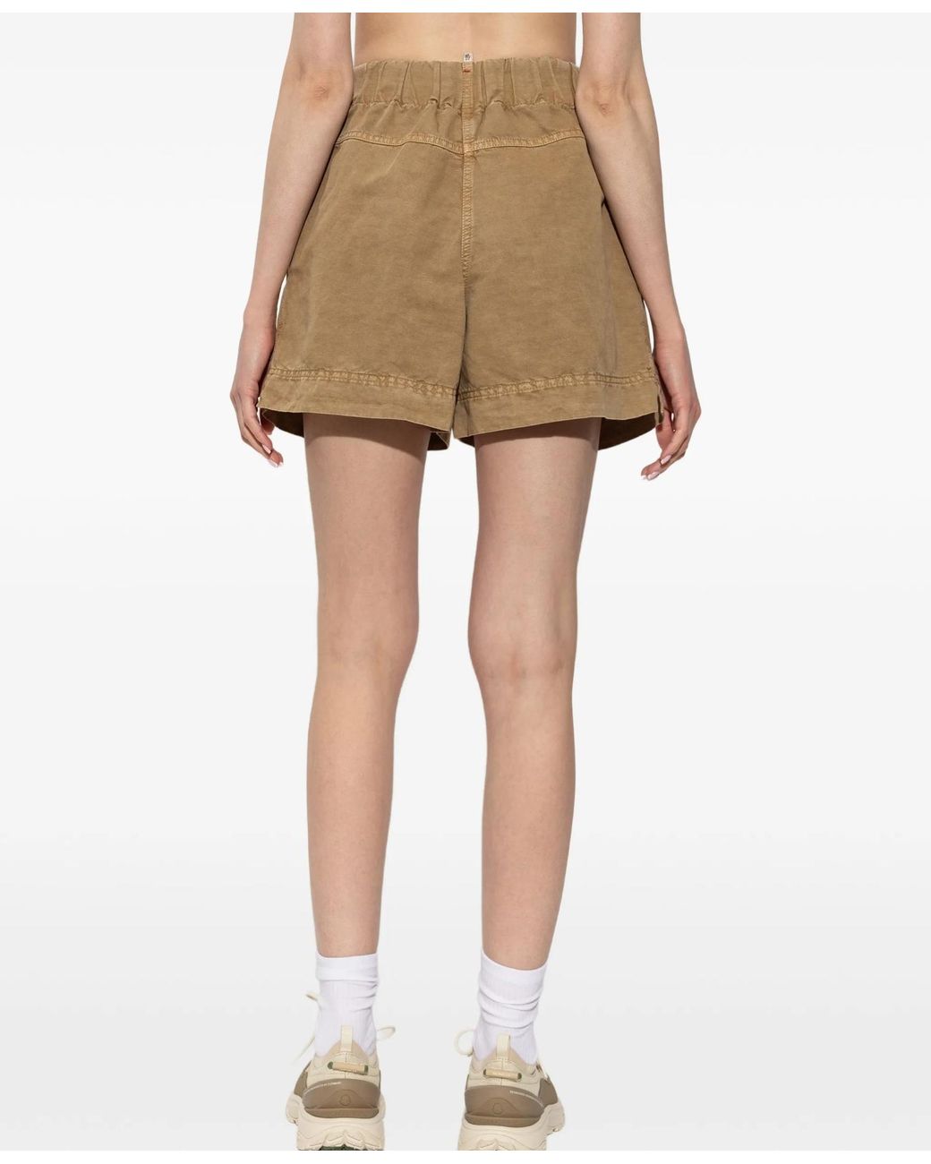 Moncler Natural Grenoble Logo Embroidered Shorts
