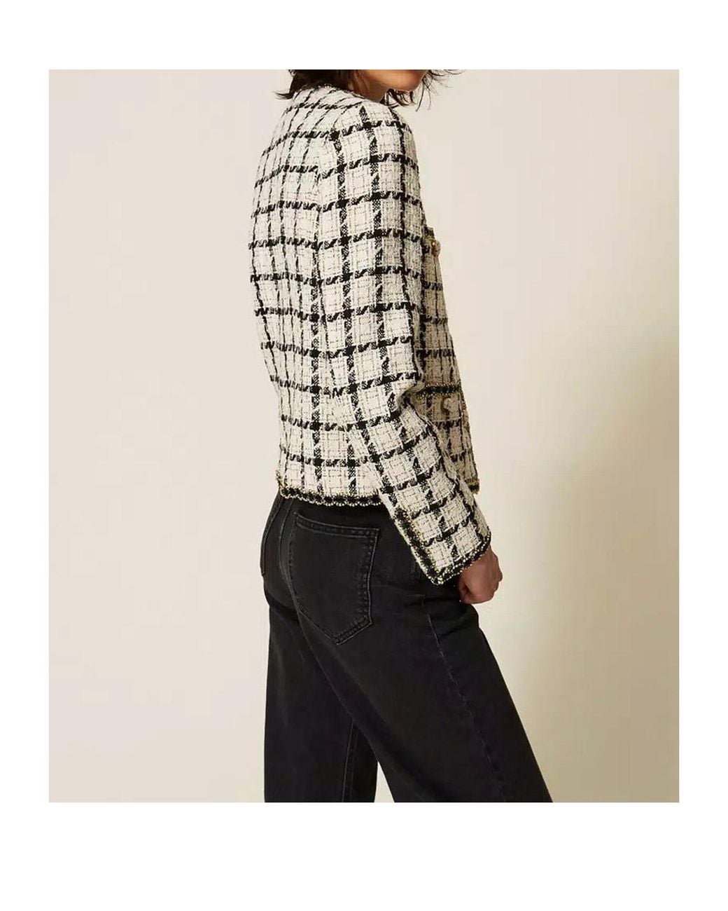 Twinset Multicolor Button-Up Bouclé Jacket