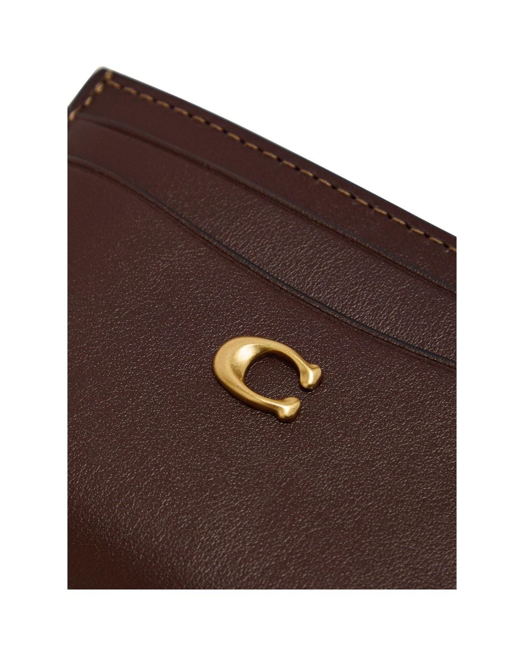 COACH Brown Ultra-Thin Cowhide Card Holder