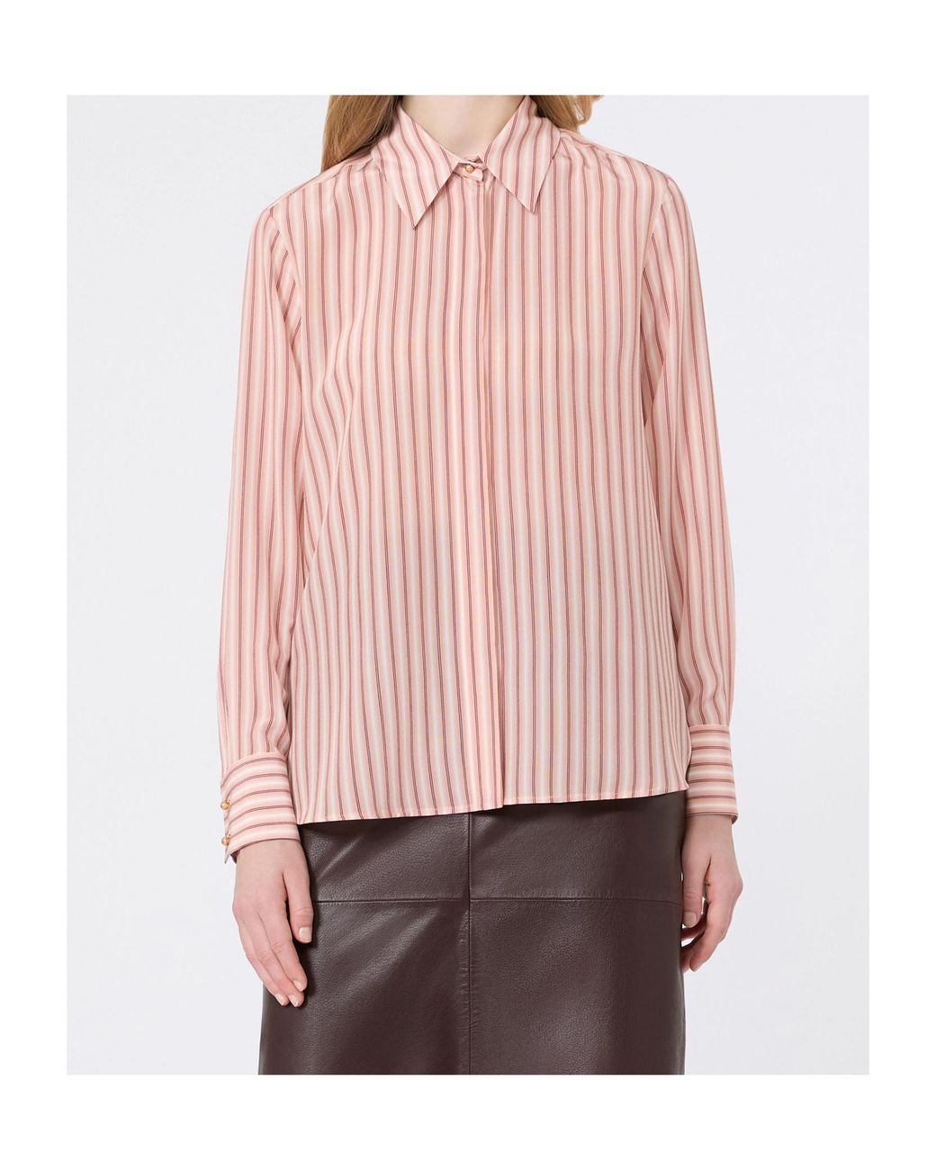 Max Mara Pink Studio Striped Button-Up Shirt
