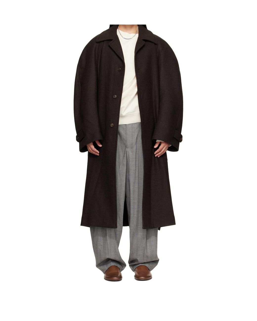 Hed Mayner Black Single-Breasted Oversized Coat for men
