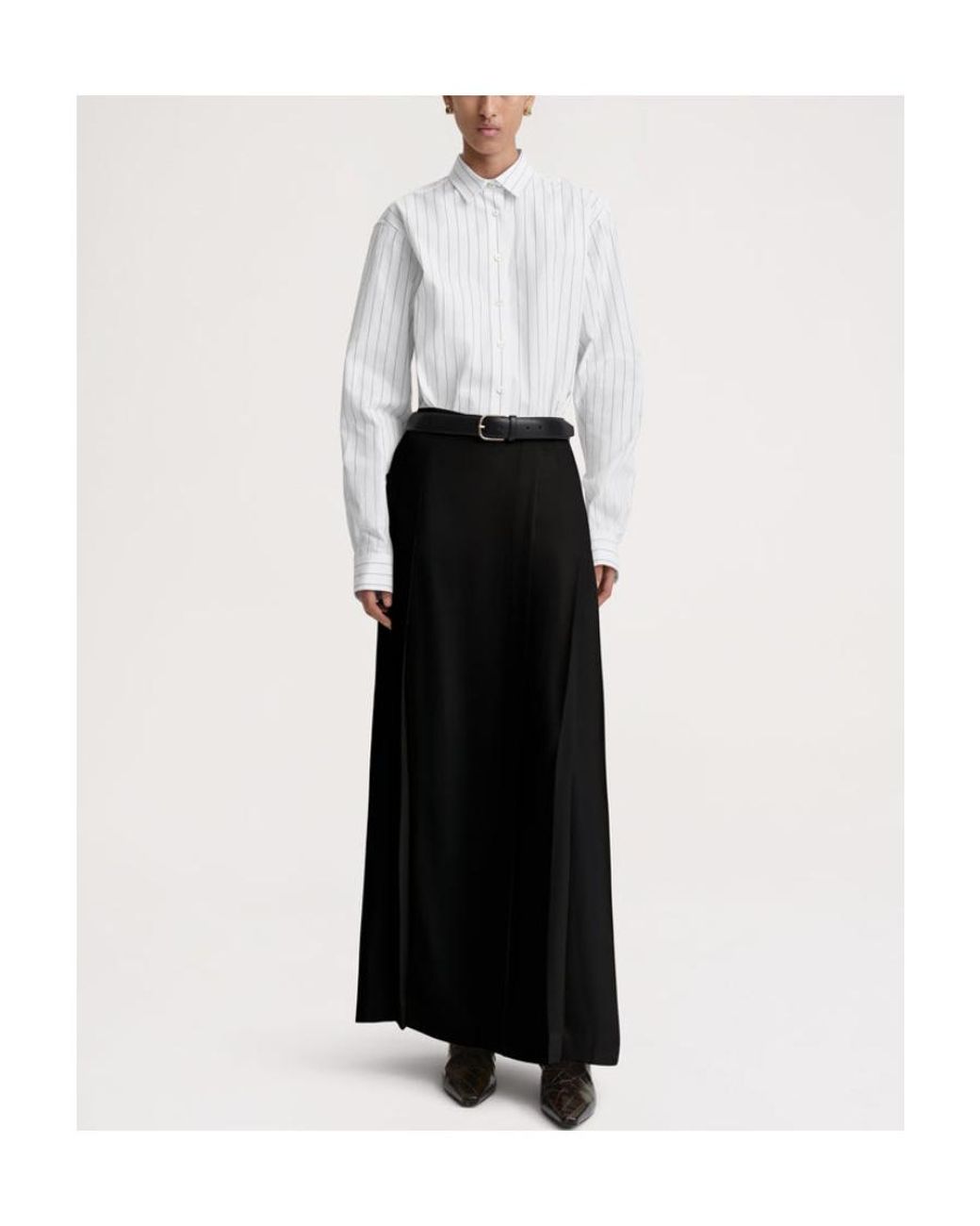 Totême  Black Totême Wrap-Around Box-Pleated Maxi Skirt