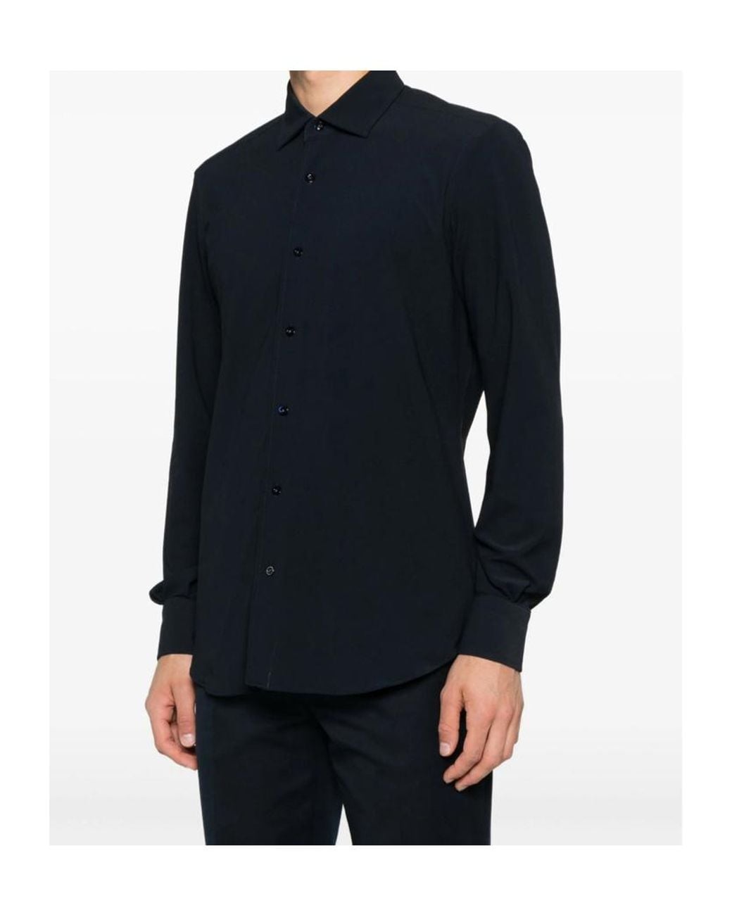 Mazzarelli Blue Button-Down Long-Sleeved Shirt for men