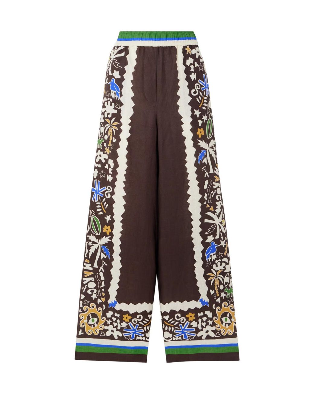 ALÉMAIS Purple Printed Linen Wide-Leg Pants