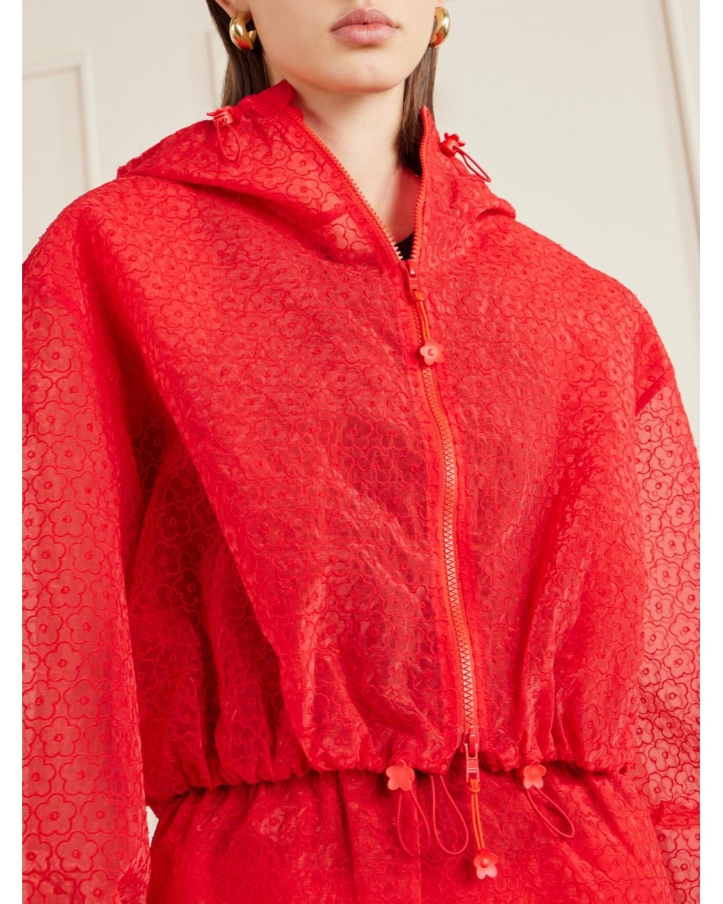 CECILIE BAHNSEN Hooded Embroidered Tulle Jacket