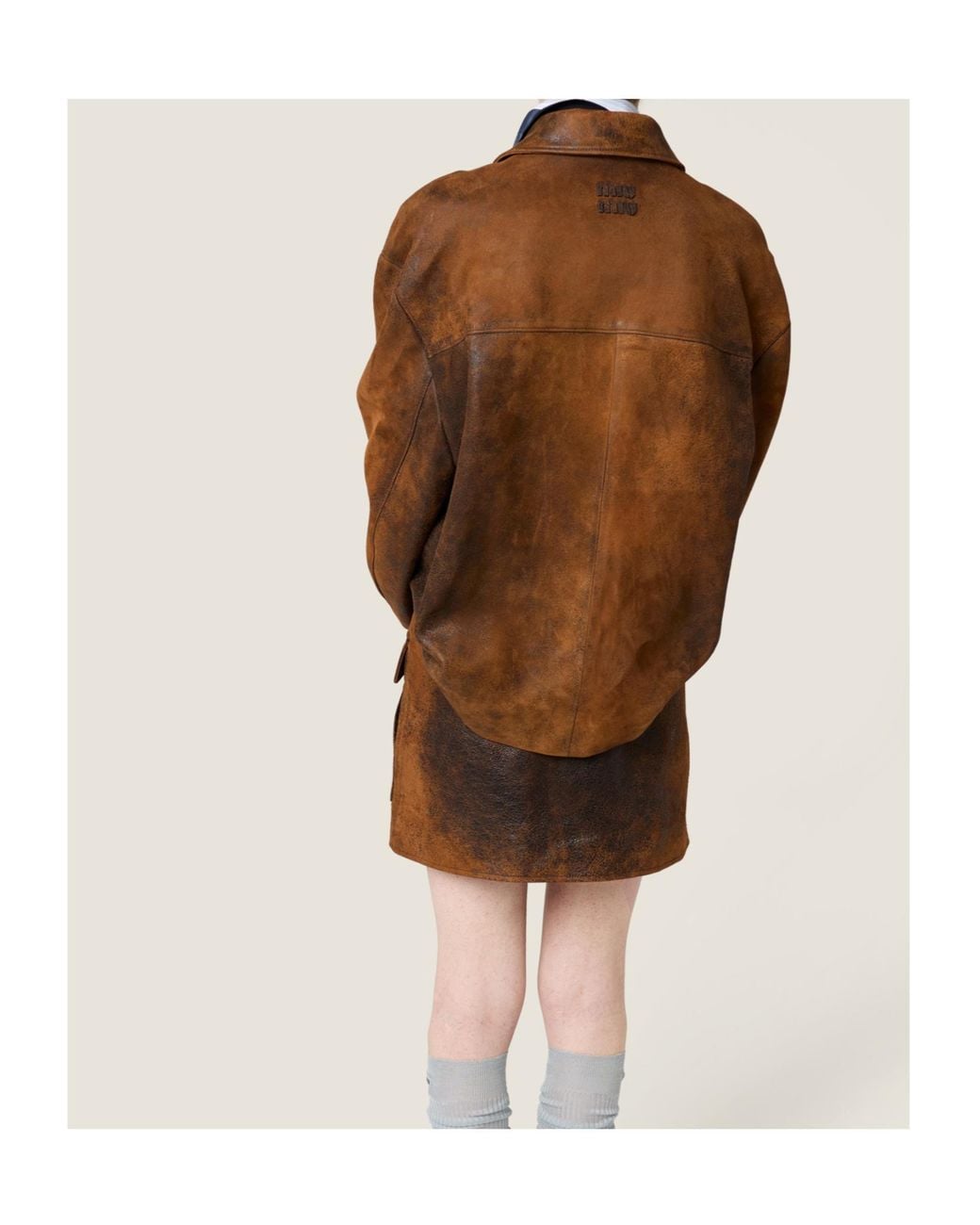 Miu Miu Brown Waxed Suede Leather Jacket