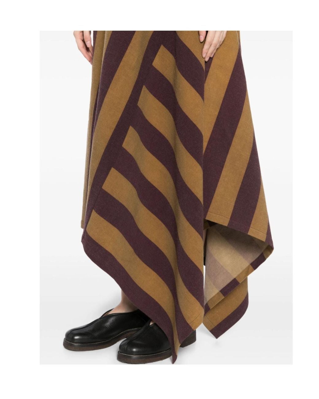 Uma Wang Brown Striped Asymmetric Dress