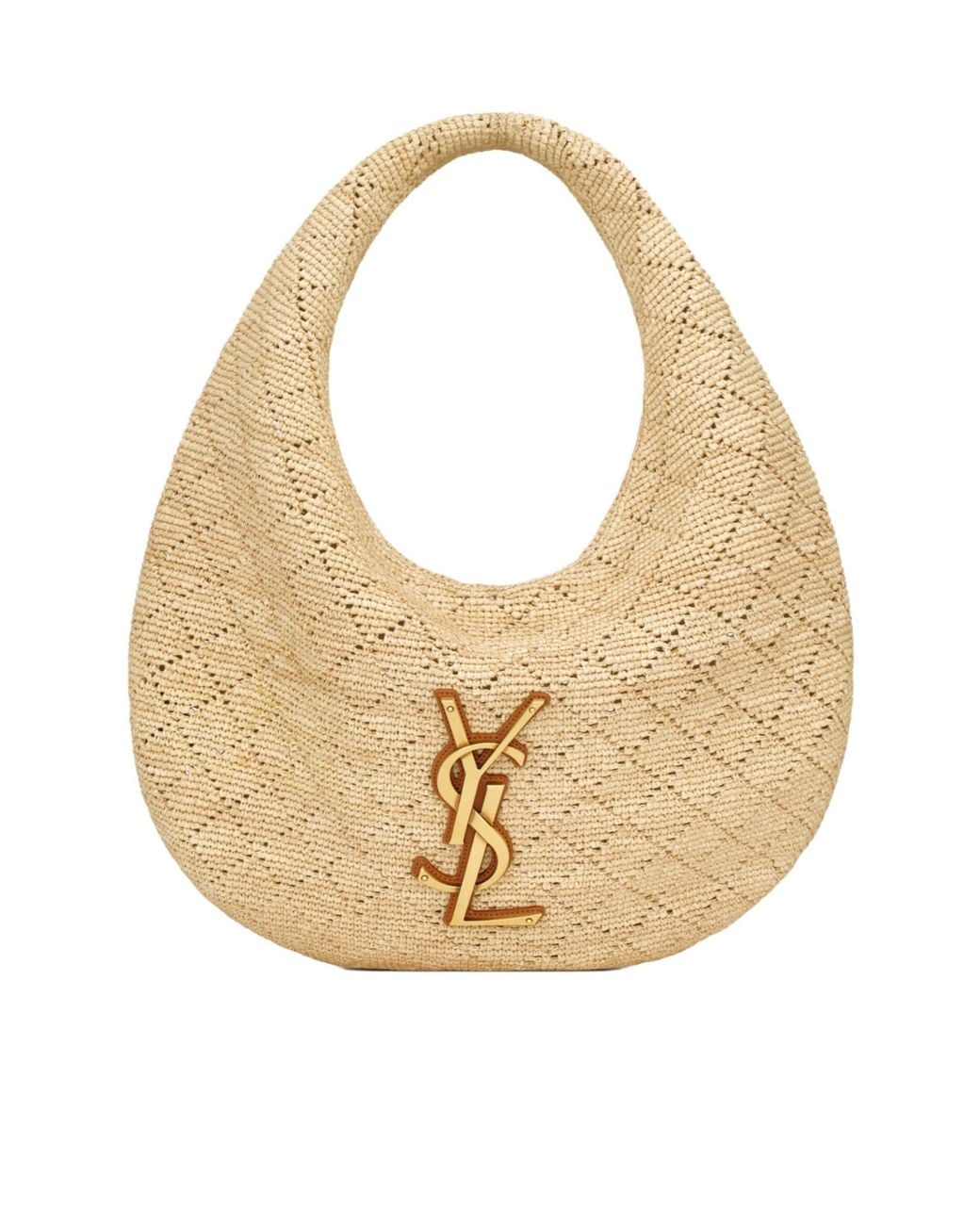 Saint Laurent Natural Icare Logo Plaque Hobo Bag