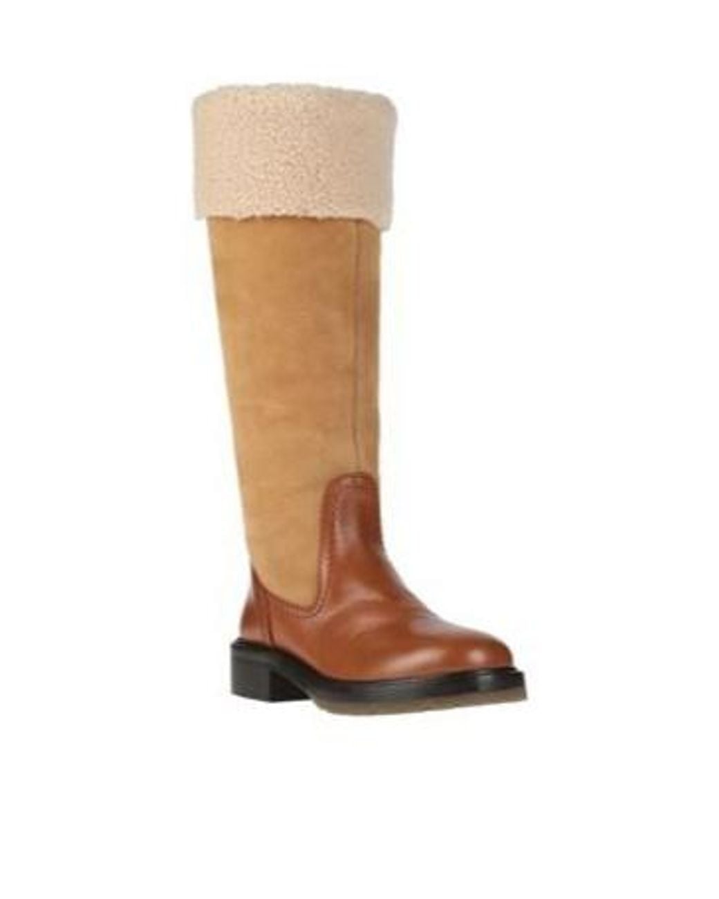 Chloé Brown Color-Block Block-Heel Ankle Boots