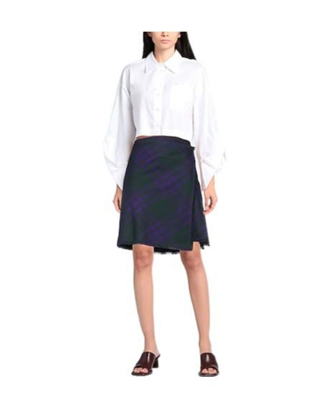 Burberry Blue Plaid Pleated Skirt