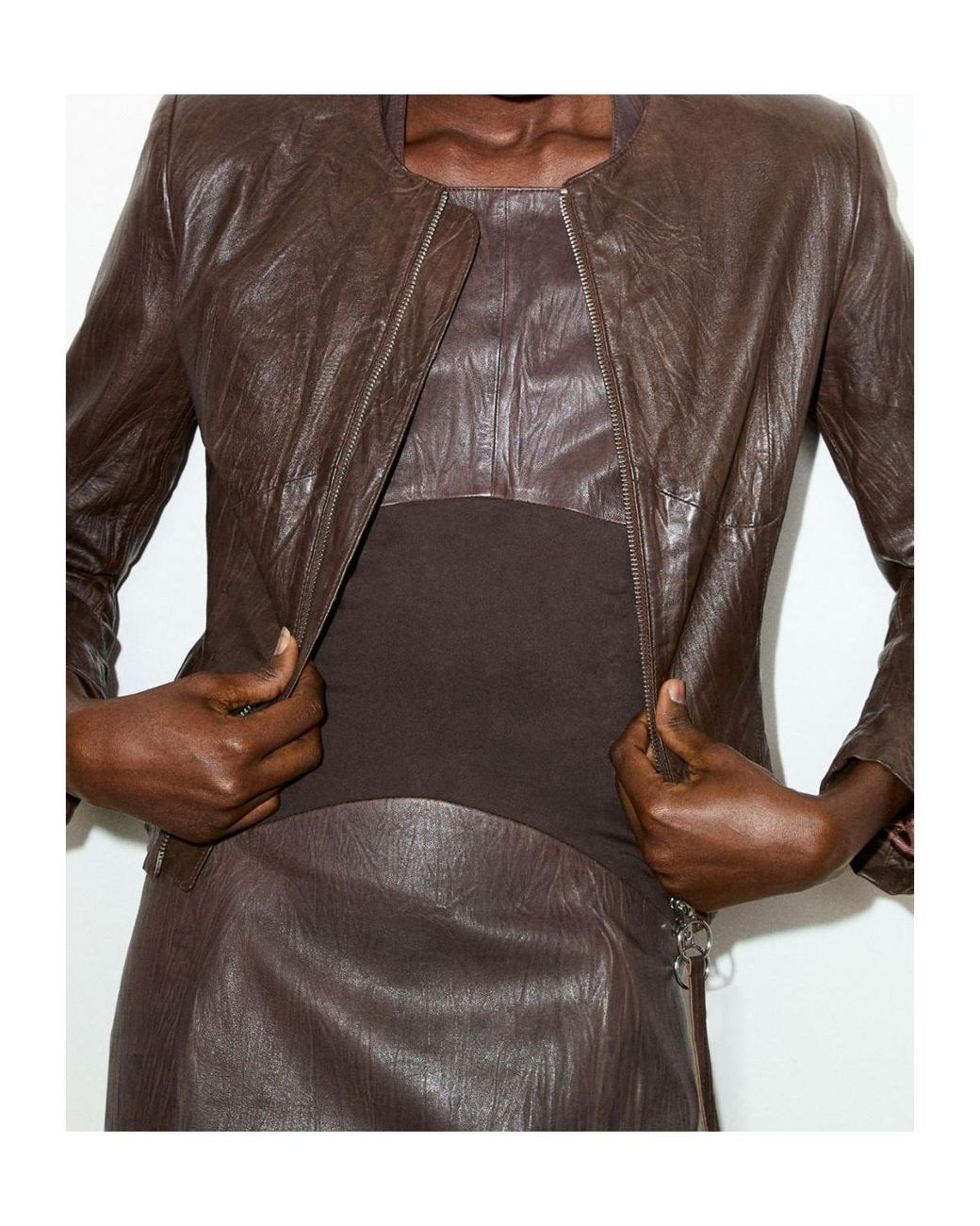 MAX&Co. Brown Leather Jacket Sami Miro Co.Llaboration
