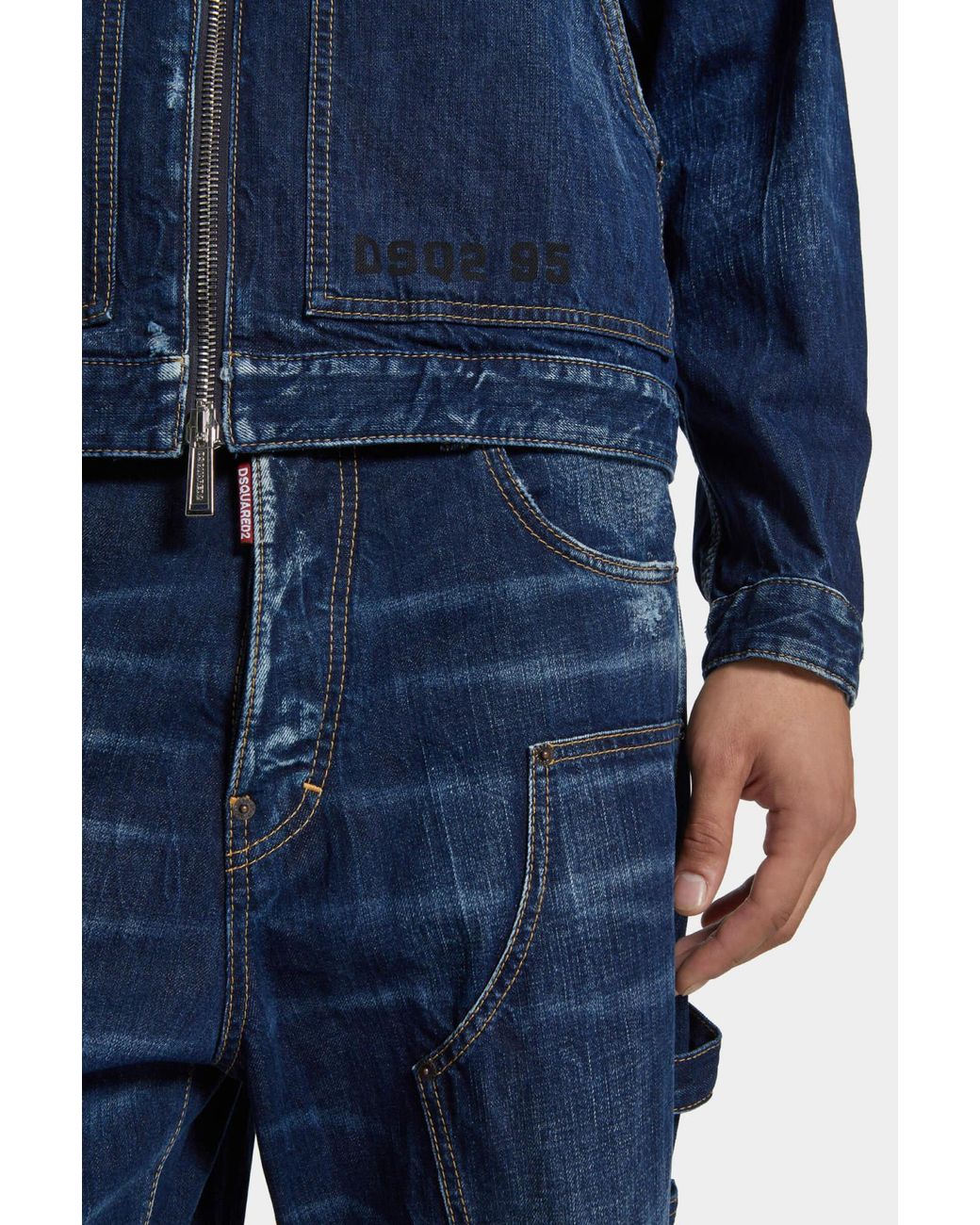 DSquared² Blue Semplice Carpenter Distressed Jean Jacket for men