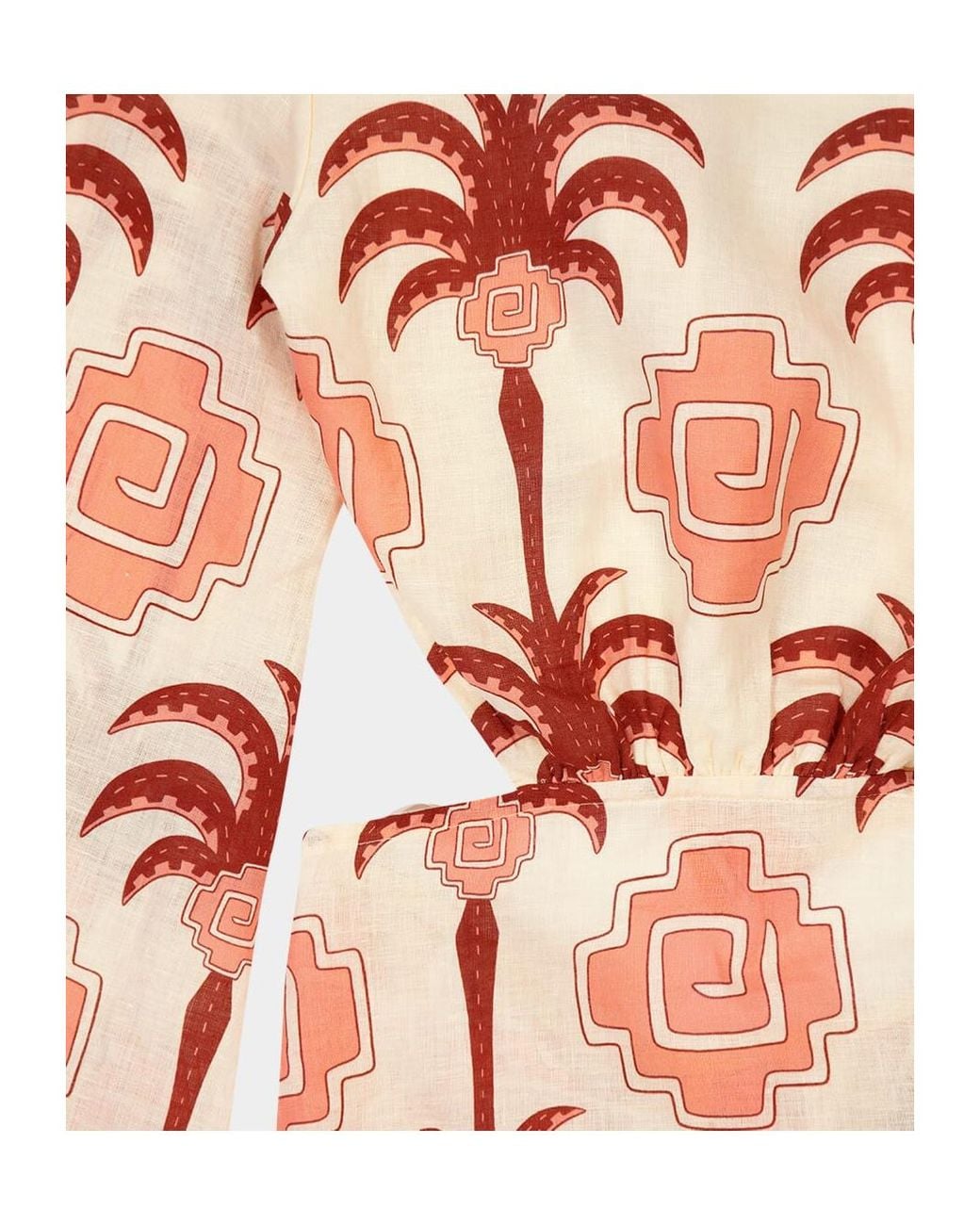 Johanna Ortiz Multicolor Wave After Wave Palm-Tree Print Open-Neck Mini Dress