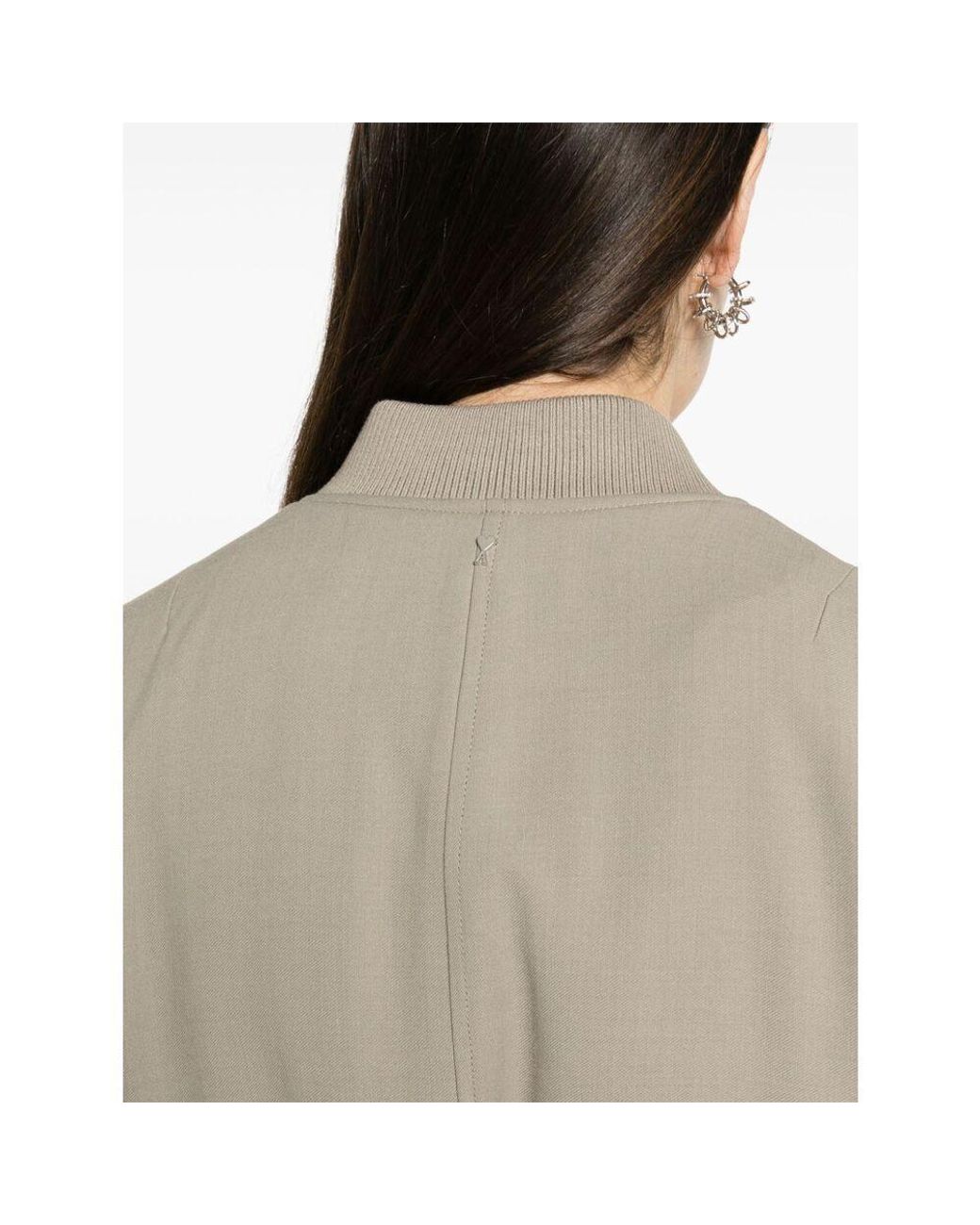 AMI Natural Zip-Up Padded Bomber Jacket