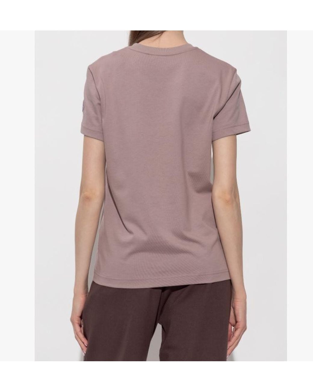 Moncler Pink Logo Printed Crewneck T-Shirt