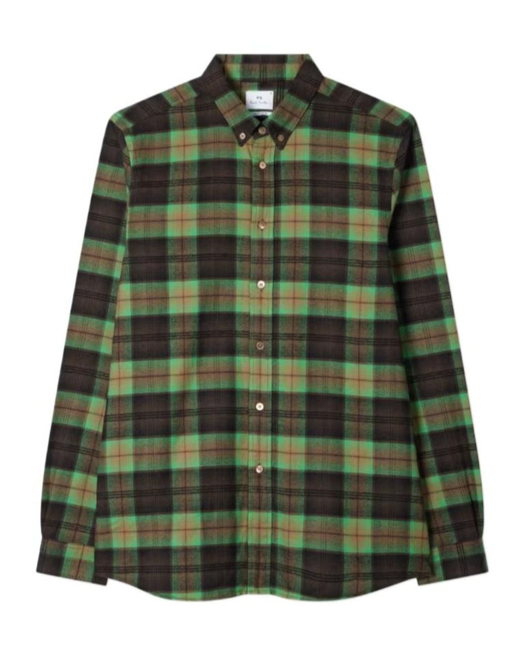 Paul Smith Green Ps Checked Button-Down Shirt for men