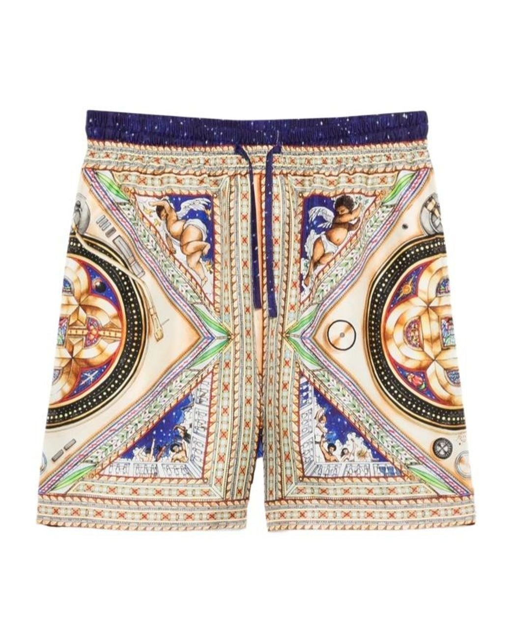 Casablanca Blue Take Me To Church Satin Shorts for men