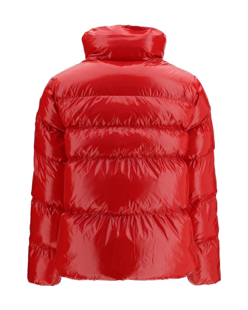 Pinko Red High Collar Quilted Nylon Down Jacket
