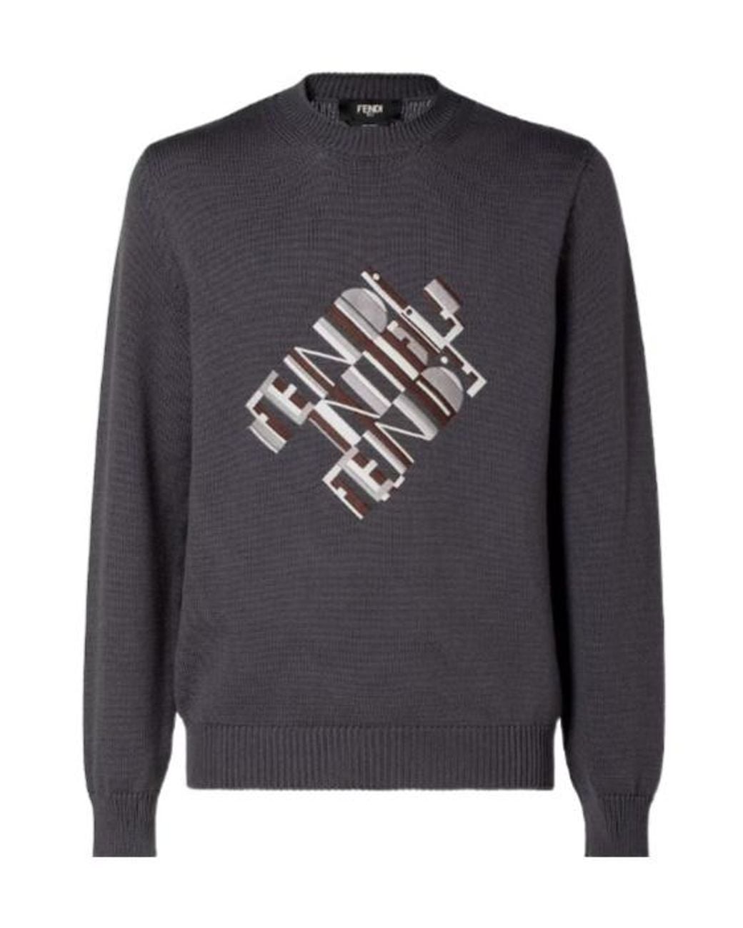 Fendi Gray Wool Jumper for men