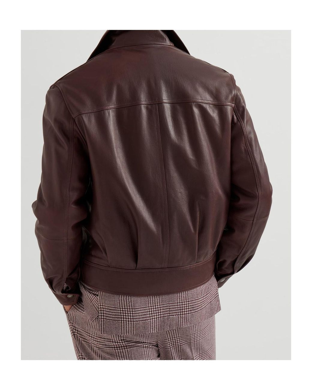 Brunello Cucinelli Brown Collared Biker Jacket for men