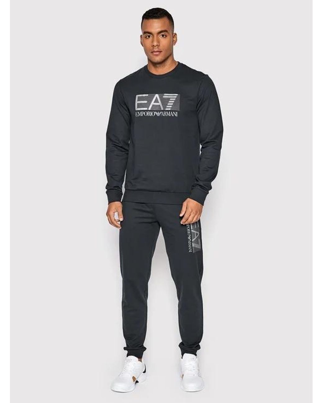 EA7 Blue Crew Neck Logo Sweatshirt for men