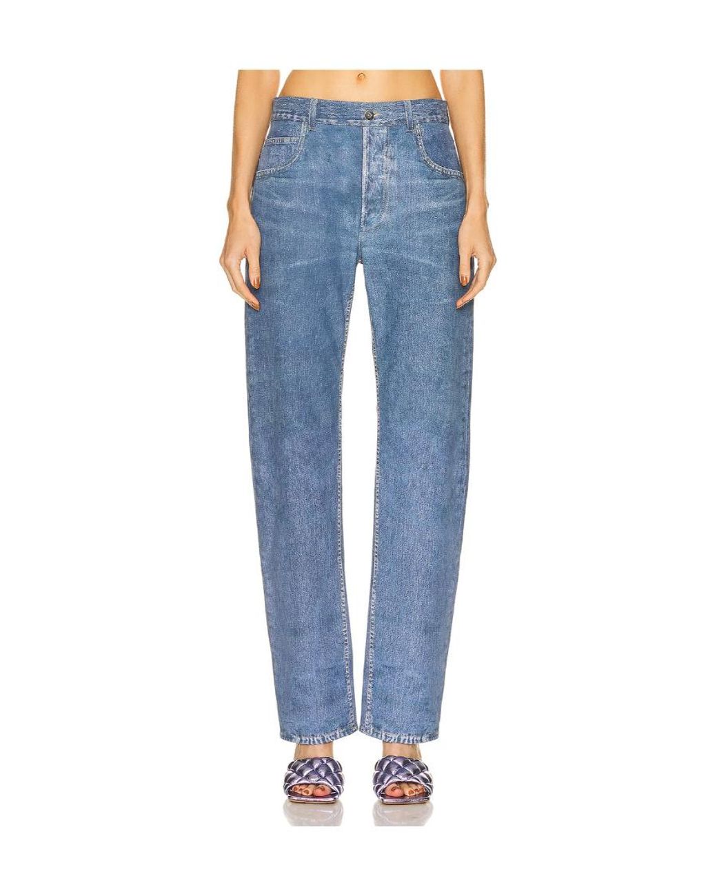 Bottega Veneta Blue Straight-Leg Leather Jeans
