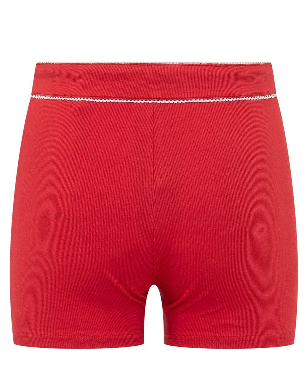 MARINE SERRE Red Light Ribbed Jersey Drawstring-Waist Mini Shorts