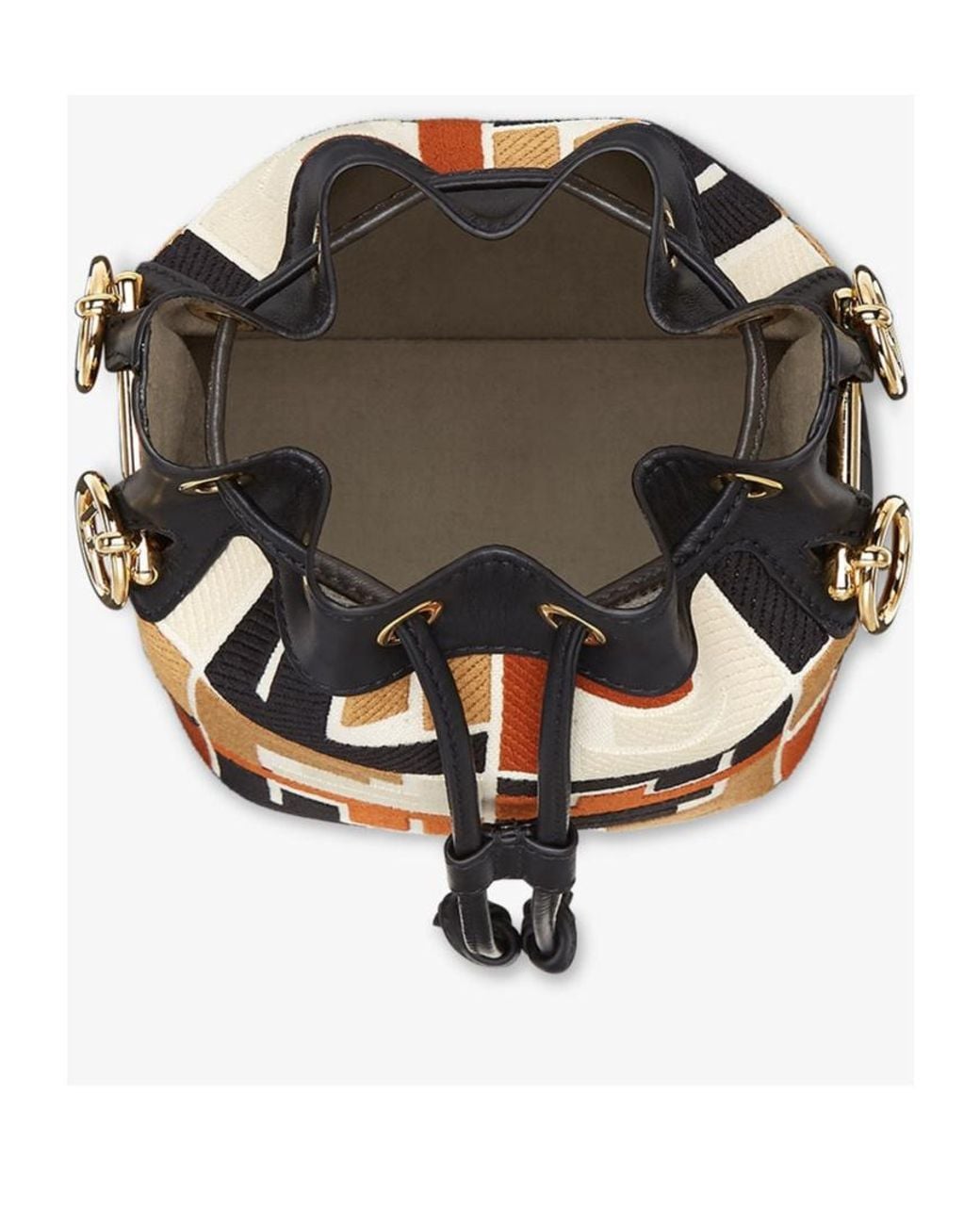 Fendi White Ff Monogram Drawstring Bucket Bag
