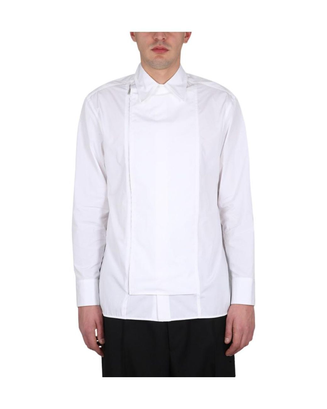 Jil Sander White Zipped Long-Sleeved Shirt for men