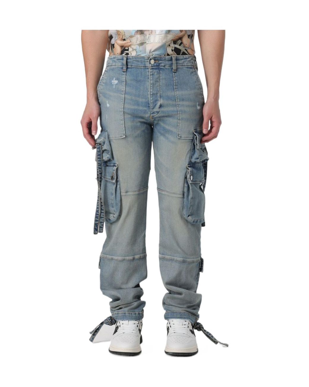 Amiri Blue Pocket Detailed Distressed Jeans for men