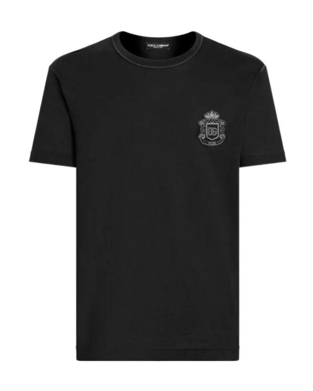 Dolce & Gabbana Black Heraldic Patch Short-Sleeved T-Shirt for men