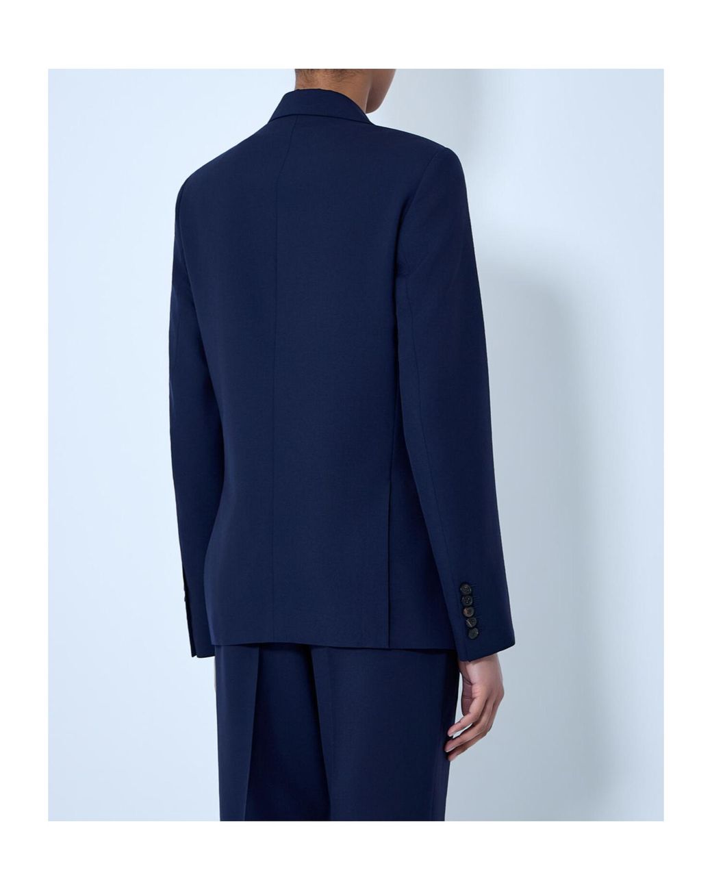 Dries Van Noten Blue Double Breasted V-Neck Blazer