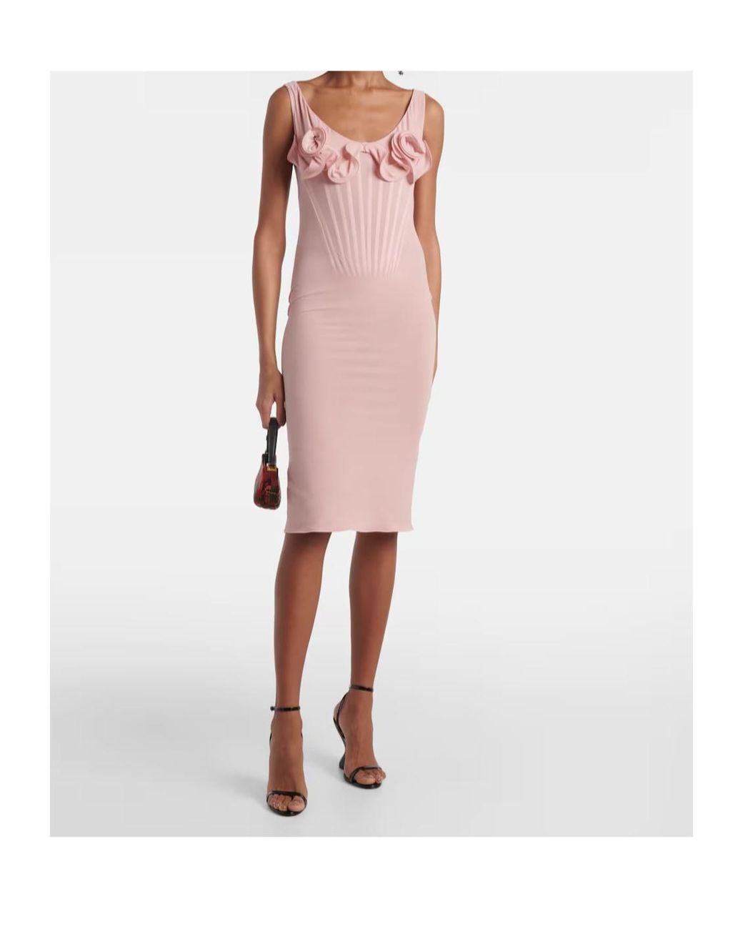 Magda Butrym Pink Floral-Applique Silk-Blend Bustier Dress