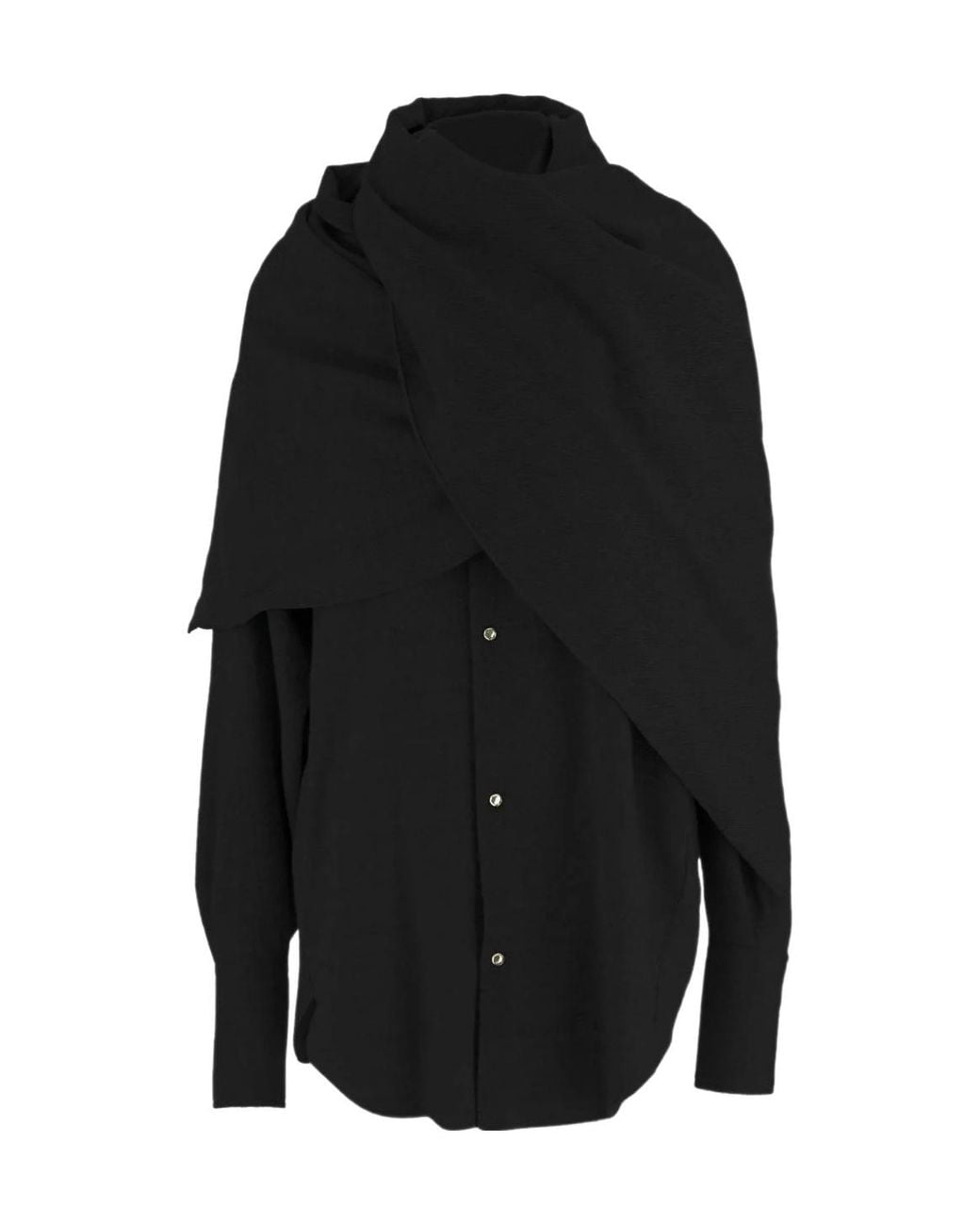DARKPARK Black Georgia Detachable Scarf Shirt