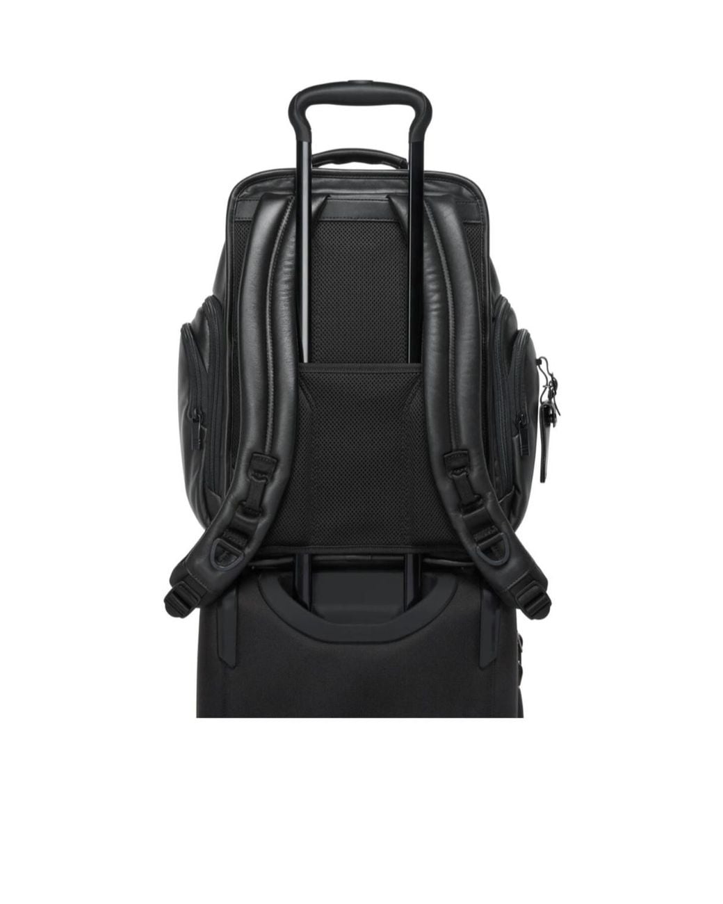 Tumi Black Leather Laptop Backpack for men