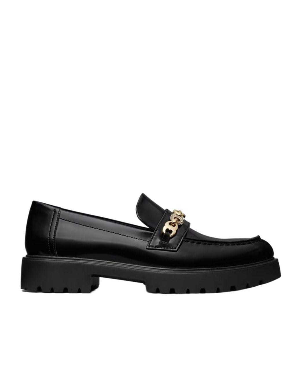 Tory Burch Black Pavé Gemini-Link Lug Loafers