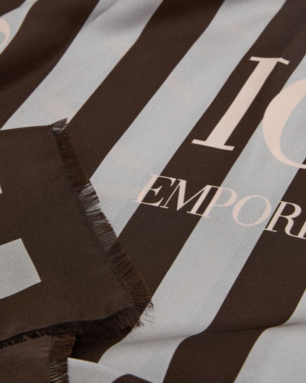 Emporio Armani Black Logo Printed Fringed Scarf