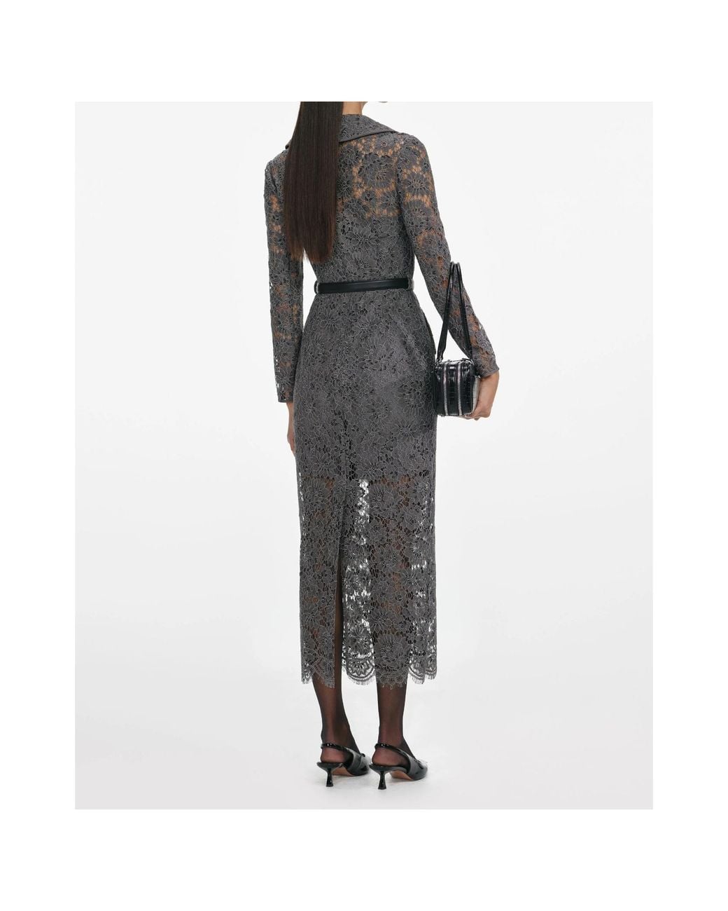 Self-Portrait White Floral Lace Midi Dress