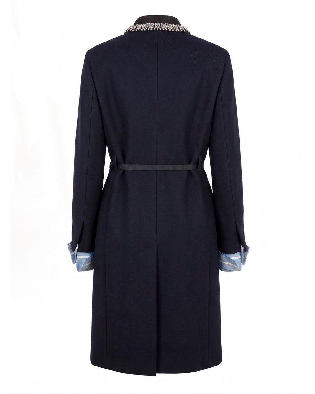 Prada Blue Jewel Collar Coat