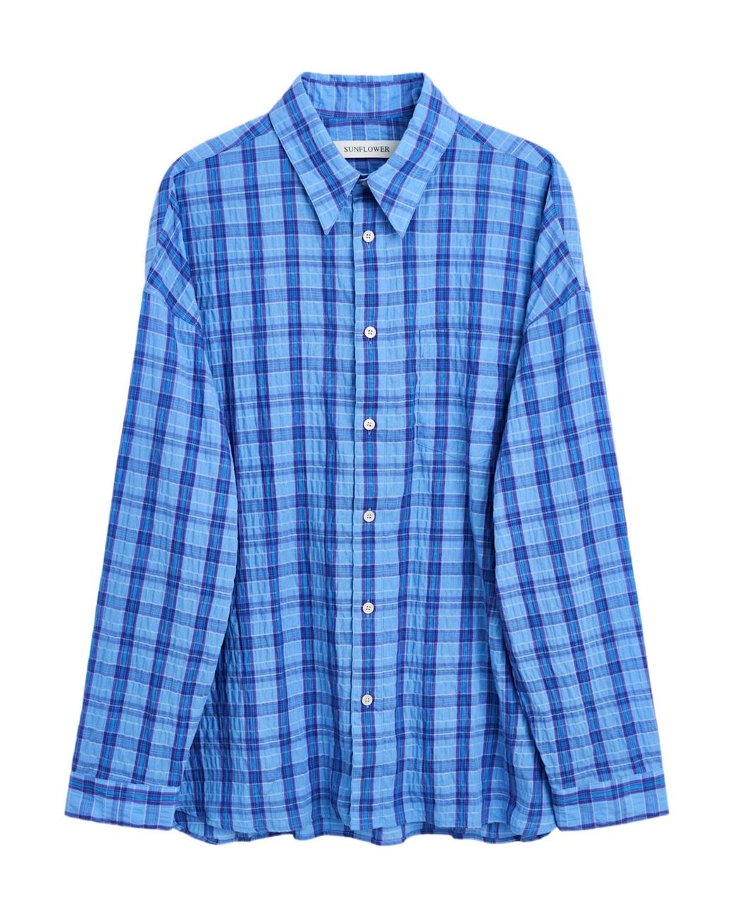 sunflower Blue Long-Sleeved Plaid Shirt for men