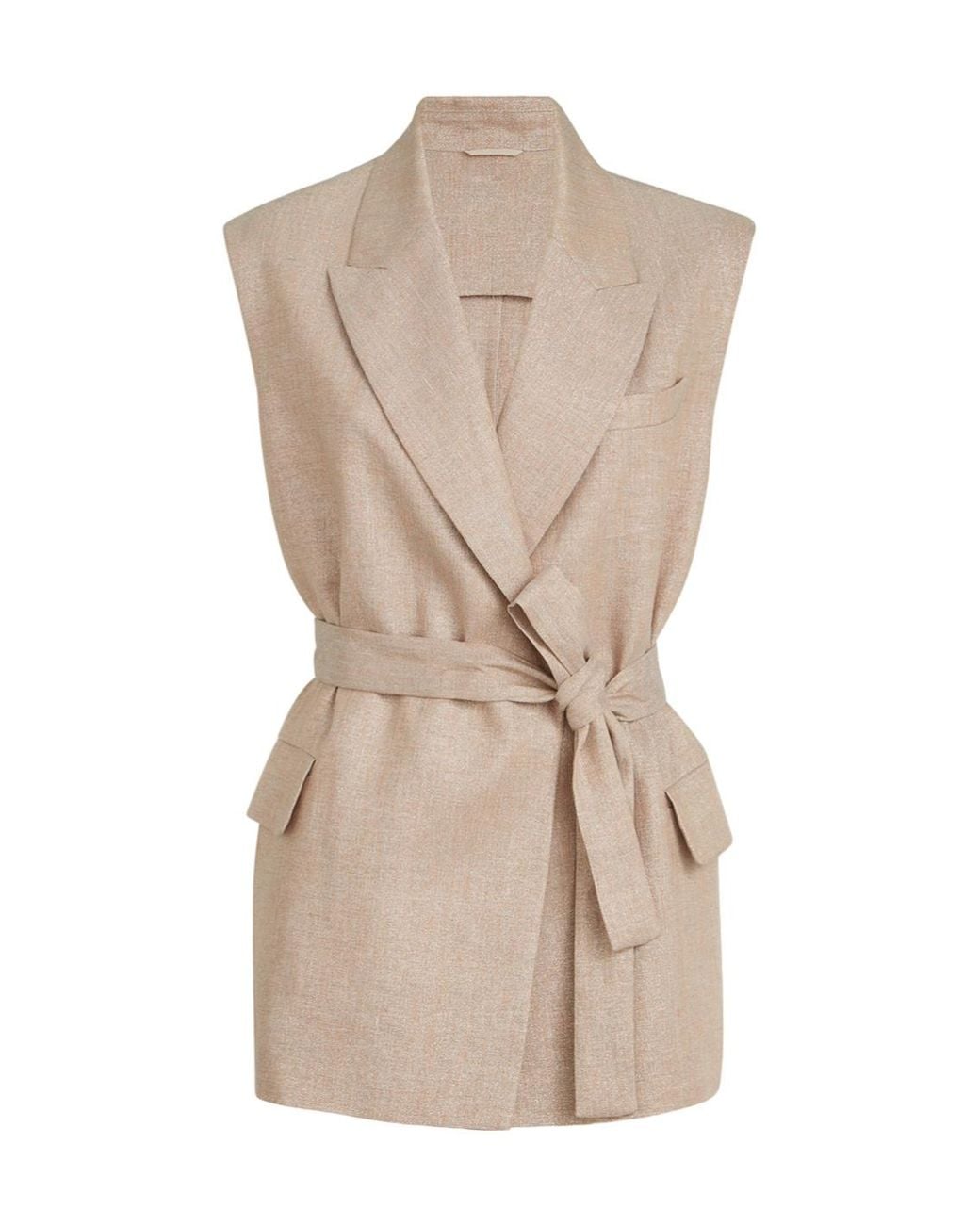Brunello Cucinelli Natural Belted Vest