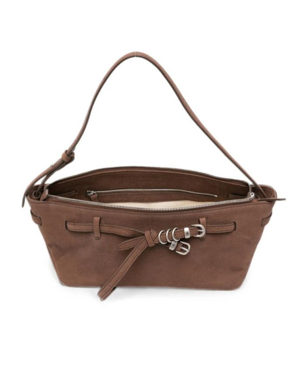 MARGE SHERWOOD Brown Lace-Up Detail Shoulder Bag