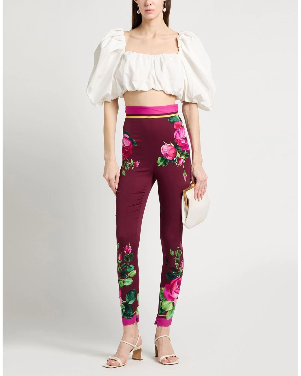Dolce & Gabbana Red Burgundy Pants Silk, Elastane